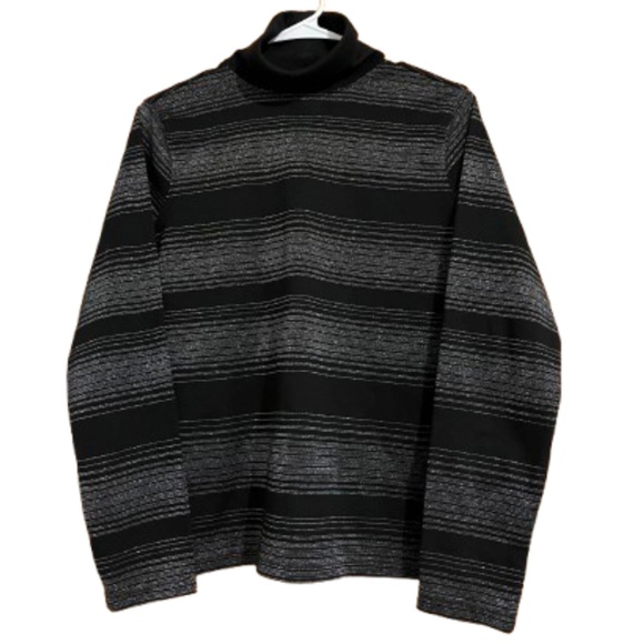 Studio Works Women’s Black and Metallic Silver Turtleneck Sweater Sz-PS - Picture 1 of 4
